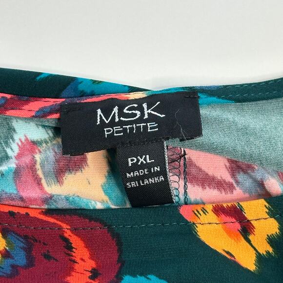 NWT MSK Laguna Mist Floral Print 3/4 Sleeve Shift Dress Womens Petite Size PXL - Picture 8 of 12